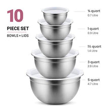 Load image into Gallery viewer, Premium Stainless-Steel Mixing Bowls with Airtight Lids (Set of 5) Nesting Bowls for Space-Saving Storage, Easy-Grip & Stability Design Mixing-Bowl Set Versatile For Cooking, Baking, & Food Storage