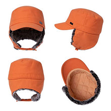 Load image into Gallery viewer, Jeff & Aimy Mens Winter Baseball Army Cap Trapper Warm Lined Military Hunting Hat Women Faux Fur Ear Flaps Muffs Ski Cold Weather Elmer Fudd Orange 58-60CM