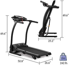 Load image into Gallery viewer, ZELUS Folding Treadmill for Home Gym with 3 Level Incline, Heart Monitor, Portable 1100W Electric Foldable Running Cardio Machine with Cup/Phone Holders, Walking/Runners Exercise Equipment