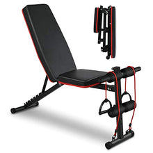 Load image into Gallery viewer, Weight Bench Adjustable Bench Press for Full Body Workout Foldable Incline/Decline Strength Training Fitness Benches with Resistance Bands for Home Gym Exercise