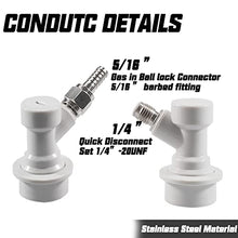 Load image into Gallery viewer, PERA 2 Pair Ball Lock MFL Beer Keg Disconnect Set with Swivel Nuts (2) 5/16 Gas, 1/4 Liquid Barbed