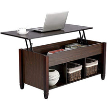Load image into Gallery viewer, YAHEETECH Lift Top Coffee Table with Hidden Storage Compartment & Shelf, Lift Tabletop Dining Table for Living Room, 19.2-24.6in H
