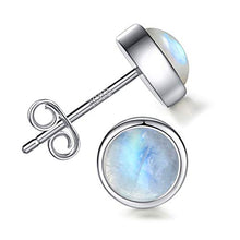 Load image into Gallery viewer, Angol Sterling Silver Moonstone Stud Earrings for Women Girls, 925 Hypoallergenic Rainbow Moonstone Earrings, 5MM Tiny Cute Round Natural Gemstone Earrings Birthday Christmas Gift with Box (White, 5)