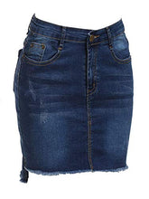 Load image into Gallery viewer, SheIn Women's Basic Stretchy Mini Short Bodycon Denim Skirt (X-Large, Navy)