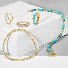 Load image into Gallery viewer, Silpada 'Building Blocks' Turquoise Ring in 18K Yellow Gold-Plated Sterling Silver, Size 7, Size 7