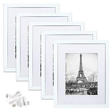 Load image into Gallery viewer, upsimples 11x14 Picture Frame Set of 5,Display Pictures 8x10 with Mat or 11x14 Without Mat,Wall Gallery Photo Frames,White