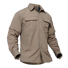 Load image into Gallery viewer, TACVASEN Men's Nylon Solid Camping Hunting Cycling Fishing Convertible Long Sleeve Shirt Khaki, US M