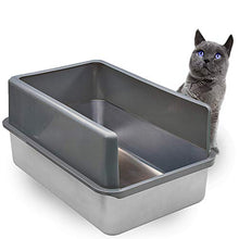 Load image into Gallery viewer, iPrimio Enclosed Sides Stainless Steel Cat XL Litter Box Keep Litter in The Pan - Never Absorbs Odor, Stains, or Rusts - No Residue Build Up - Easy Cleaning Litterbox Designed by Cat Owners