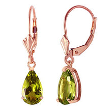 Load image into Gallery viewer, Galaxy Gold Genuine 14k Solid Gold Earrings Design with 3 Carat (CTW) Green Grass Peridot Gemstones (rose-gold)