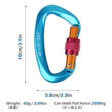 Load image into Gallery viewer, Azarxis 25KN Aluminum D-Ring Locking Climbing Carabiner Clip Rated 5511 LBS, Heavy Duty Large & Durable Strong Rock Hook Carabiner Set Screw Gate Buckle for Outdoor Hammock Rocking Camping