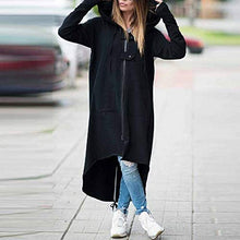 Load image into Gallery viewer, perfectCOCO Long Sweatshirt Women Fashion Hoodie Windbreaker Warm Hooded Jacket Long Sleeve Coat with Pocket Black