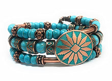 Load image into Gallery viewer, Blue Howlite Turquoise & Copper Southwestern Tribal Jewelry for Men Women Bracelet