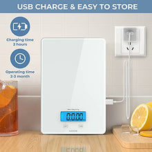 Load image into Gallery viewer, KOIOS USB Rechargeable Food Scale, 33lb/15Kg Kitchen Scale Digital Weight Grams and oz for Cooking Baking, 1g/0.1oz Precise Graduation, Waterproof Tempered Glass, 6 Weight Units, Tare Function