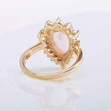 Load image into Gallery viewer, ZIS New Design White Fire Opal Water Drop 18K Gold Plated CZ Stone Engagement Jewelry Rings (6)