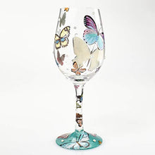Load image into Gallery viewer, Designs by Lolita “Butterflies” Hand-painted Artisan Wine Glass, 15 oz.