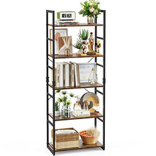 Load image into Gallery viewer, FURNINXS 5 Tier Bookshelf Tall Wood Bookcase Rustic Storage Shelves Organizer Standing Shelving Unit for Bedroom, Office, Kitchen, Living Room, 63 inch