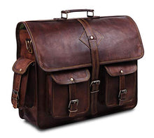 Load image into Gallery viewer, Vintage Leather Laptop Bags for Men Full Grain Large Leather Messenger bag for men 18 inches with rustic look Best leather briefcase by Hulsh
