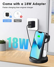 Load image into Gallery viewer, Wireless Charging Station, 3 in 1 Wireless Charger Compatible with iPhone 14/13/12/11/Pro/Max/SE/XS/XR/X/8 Plus/8, Fast Wireless Charging Stand Dock for Apple Watch Series & Airpods(with Adapter)