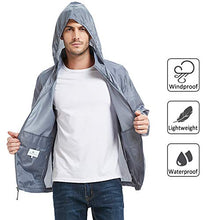 Load image into Gallery viewer, Common District Sport Rain Jacket for Men Outdoor Running Protective Lightweight Windbreaker Raincoat with Hood (Royal Blue, XL)