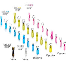 Load image into Gallery viewer, 290 PCS Heat Shrink Wire Connectors Qibaok Insulated Electrical Terminals Kit Waterproof Marine Crimp Connector Assortment Ring Fork Hook Spade Butt Splices