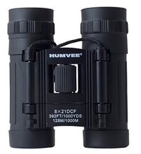 Load image into Gallery viewer, Humvee HMV-B-8X21-BLK Rubber Armor Compact Binocular with Anti-Reflective Ruby Red Lens, 8x21, Black