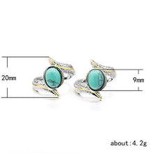 Load image into Gallery viewer, Digital baby Magnificent Women's Jewelry 925 Sterling Silver Turquoise Feather Ring 18K Gold Proposal Gift Cocktail Party Rings Bridal Wedding Size 5-10
