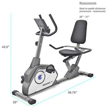 Load image into Gallery viewer, Marcy Magnetic Recumbent Exercise Bike with 8 Resistance Levels NS-40502R,Grey