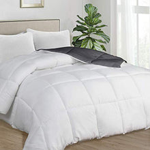 Load image into Gallery viewer, CHOPINMOON All Season Oversized Queen Size Soft Comforter,Quilted Duvet Insert with Corner Tabs,Winter WAM,Luxury, Fluffy,Reversible,White/Grey,98x98 inches
