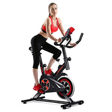 Load image into Gallery viewer, Goplus Adjustable Exercise Bike, Indoor Cycling Stationary Bike with Heart Rate Sensors, LCD Display, Silent belt, 5-Position Adjustable Saddle for Home Cardio Gym Workout (Black)