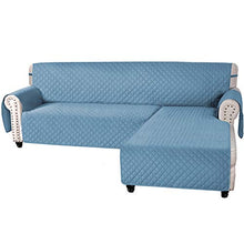 Load image into Gallery viewer, H.VERSAILTEX Sofa Covers L Shape Couch Covers for Sectional Sofa Chaise Lounge Sofa Cover Slipcovers Furniture Protector for Dogs Pets, Non Slip with Straps (X-Large, Reversible Smoke Blue/Smoke Blue)