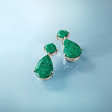 Load image into Gallery viewer, Ross-Simons 19.20 ct. t.w. Emerald Drop Earrings in Sterling Silver