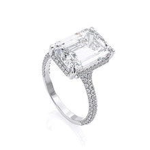 Load image into Gallery viewer, KEYZAR Engagement Rings for Women, Handmade Solitaire, 5ct Emerald Cut Moissanite 0.75ct 3D Diamonds Pave, 14k or 18k White Gold Wedding Promise Rings for Her, Includes Box (D-F Color, VVS1 Clarity)