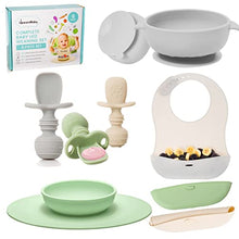 Load image into Gallery viewer, Baby Led Weaning Feeding Supplies for Toddlers - UpwardBaby Baby Feeding Set - Suction Silicone Baby Bowl - Self Eating Utensils Set with Spoons, Bibs, Placemat - Dishwasher-Safe Infant Food Plate Kit