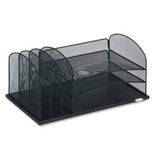 Load image into Gallery viewer, Safco Products Onyx Mesh 3 Sorter/3 Tray Desktop Organizer 3254BL, Black Powder Coat Finish, Durable Steel Mesh Construction