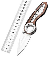 Load image into Gallery viewer, Ideale Outdoor Stainless Steel Knife Folding Blade Pocket Knife Aluminium Handle Brown Knife Hunting Survival Knife Portable Ring Grip Camping Tactical Fishing Knife Accessories EDC Tools Men's Gift