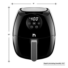 Load image into Gallery viewer, New House Kitchen Digital 3.6 Quart Air Fryer w/ Flat Basket, Touch Screen AirFryer, Non-Stick Dishwasher-Safe Basket, Use Less Oil For Fast Healthier Food, 60 Min Timer & Auto Shut Off, Black