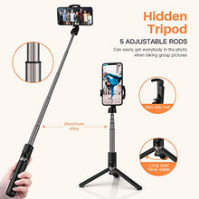 Load image into Gallery viewer, Yoozon Selfie Stick Tripod Bluetooth, Extendable Phone Tripod Selfie Stick with Wireless Remote Shutter for iPhone SE 2/11/11 Pro/11 Pro Max/Xs MAX/XR/XS/X, Galaxy S20/Note 10/S10/S9, Google and More