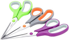 Load image into Gallery viewer, Amazon Basics Multipurpose, Comfort Grip, Titanium Fused, Stainless Steel Office Scissors - Pack of 3