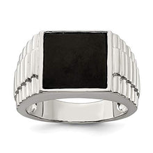 Load image into Gallery viewer, 925 Sterling Silver Mens Black Onyx Band Ring Size 9.00 Man Fine Jewelry For Dad Mens Gifts For Him