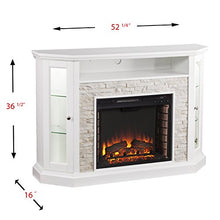 Load image into Gallery viewer, SEI Furniture Redden Faux Stone Convertible Electric Media Storage Corner Fireplace, Fresh White