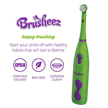 Load image into Gallery viewer, Brusheez Kid's Electric Toothbrush (Safari Edition) Set - Soft Bristles, Easy-Press Power Button, 2 Brush Heads, Cute Animal Cover, Sand Timer, Rinse Cup & Storage Base - Snappy The Croc
