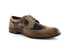 Load image into Gallery viewer, Ferro Aldo Phillip MFA19312 Mens Classic Brogue Wingtip Perforated Oxford Derby Dress Shoes (5.5, Brown Plaid, 5.5)