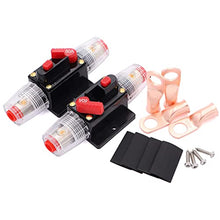 Load image into Gallery viewer, 2 Pack Inline 60amp Circuit Breaker with Manual Reset Fuse Holder for Car Audio Marine Boat Stereo,with Wire Lugs and Heat Shrink Tube