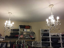 Load image into Gallery viewer, The Original Gypsy Color 4 Light Crystal White Hardwire Flush Mount Chandelier H17.5”xW15”, White Metal Frame with Clear Glass Stem and Clear Acrylic Crystals & Beads That Sparkle Just Like Glass