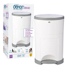 Load image into Gallery viewer, Dekor Classic Hands-Free Diaper Pail | White | Easiest to Use | Just Step – Drop – Done | Doesn’t Absorb Odors | 20 Second Bag Change | Most Economical Refill System