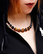 Load image into Gallery viewer, Jewever Tiger Eye and Black obsidian Crystal Necklaces for Women Energy Gemstone Healing Crystal Necklace Beads Natural Stone Mens Necklaces Unisex