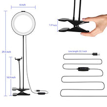 Load image into Gallery viewer, Selvim 6 inch Selfie Ring Light with Cellphone Holder Stand- Ring Light Stand for Live Stream & Makeup, 64 LED Bulbs 3 Light Modes 10-Level Brightness 360° Rotating for iPhone Android Cell Phone