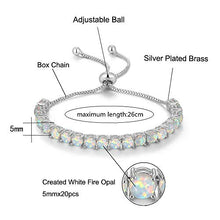 Load image into Gallery viewer, CiNily Adjustable Silver Plated White Opal Tennis Bracelet for Women- Fashion Jewelry Gift