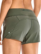 Load image into Gallery viewer, CRZ YOGA Women's Quick-Dry Athletic Sports Running Workout Shorts with Zip Pocket - 4 Inches Grey Sage 4''-R403 Medium