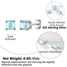 Load image into Gallery viewer, Moonstone Stud Earrings 4MM 925 Sterling Silver Round Moonstone Earrings Jewelry for Women Girls Birthday Gift for Girlfriend